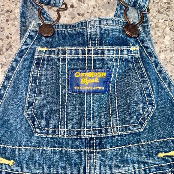 OshKosh B'gosh Blue Denim Overalls Size: 9M - Picture 3 of 5